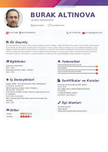 Çevre Mühendisi CV Örnekleri cv indir